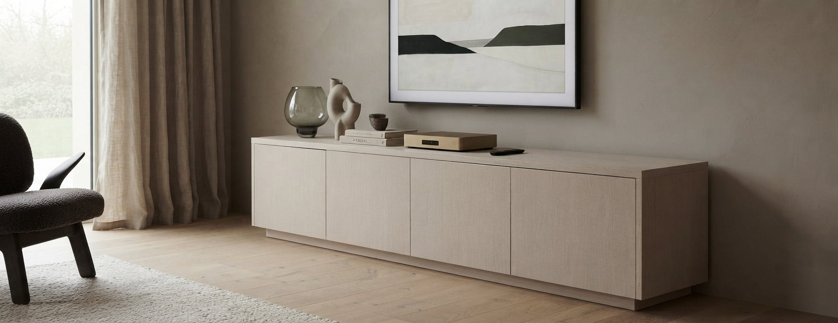 Meuble TV LAMOR Japandi Ivoire 240CM