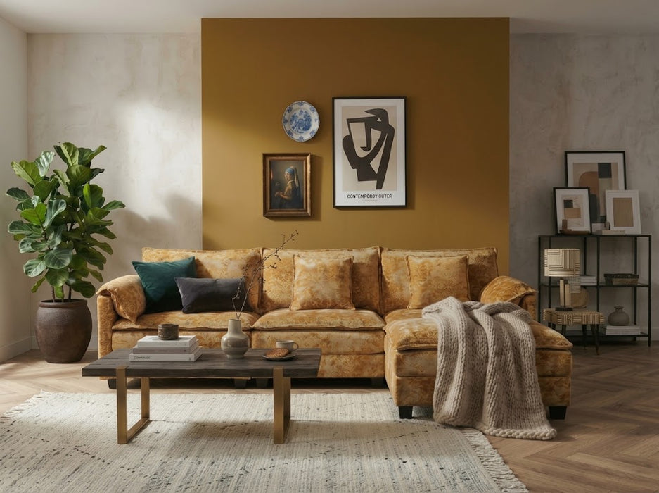 NOULET Canapé d’angle Modulable Jaune ocre