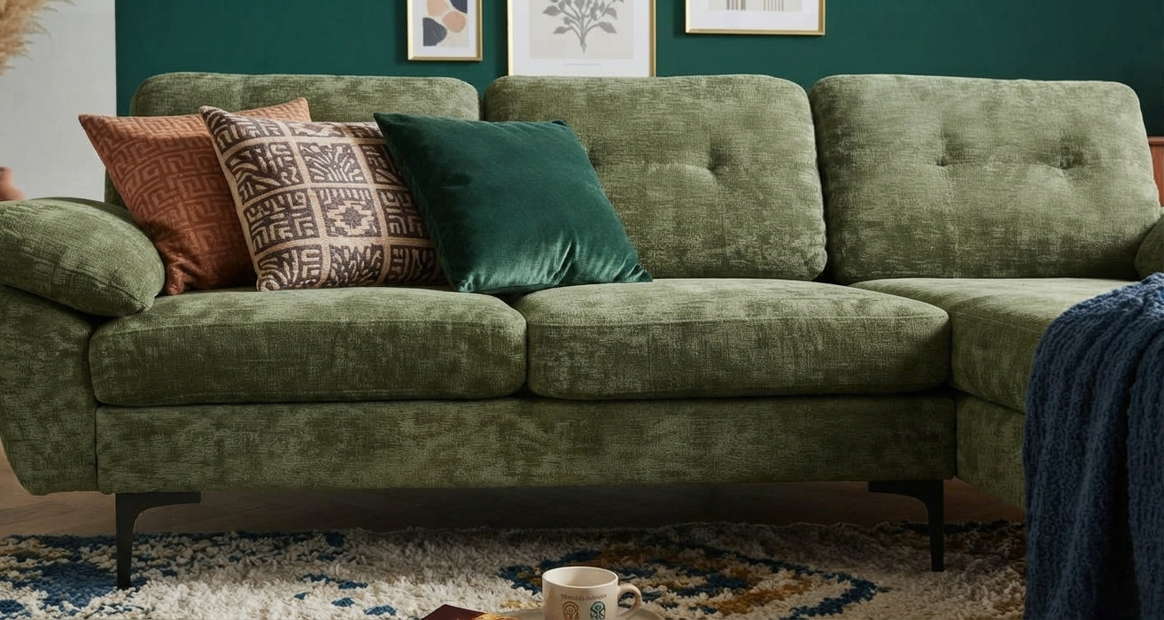 Ecksofa AMANS Smaragdgrün Rechtsausführung