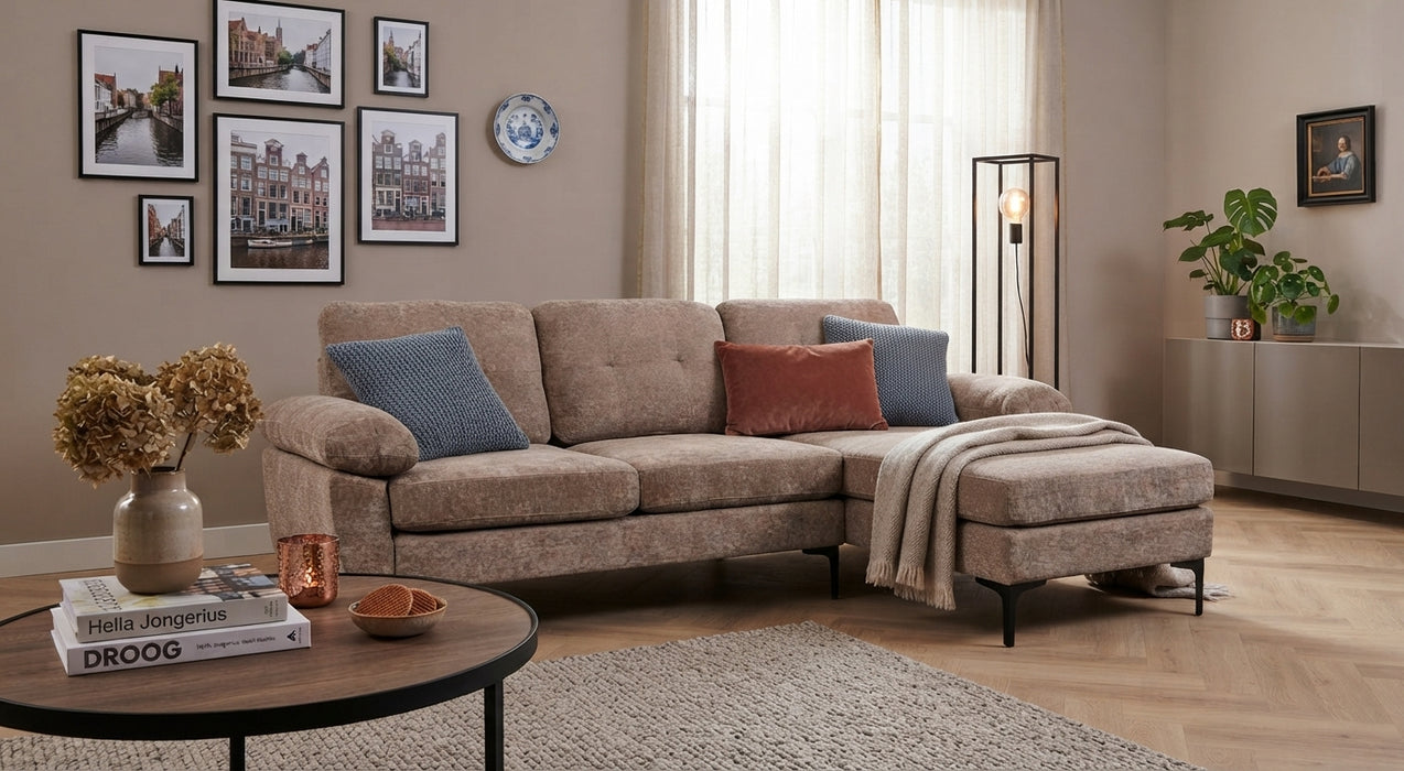 Ecksofa AMANS Taupe Rechtsausführung