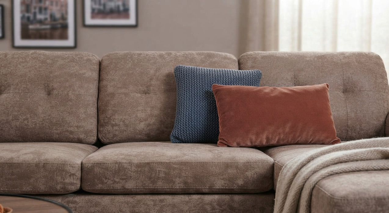Ecksofa AMANS Taupe Rechtsausführung