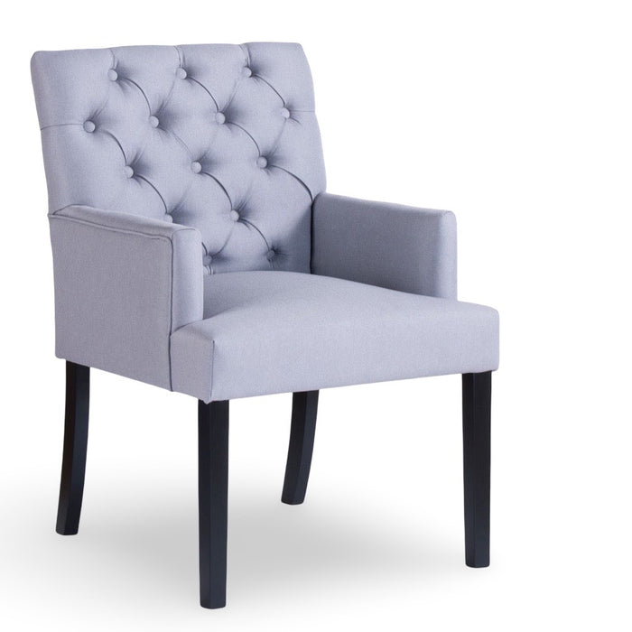 Landelijke Eetkamerstoel Rimont Linnen Stof Grijs