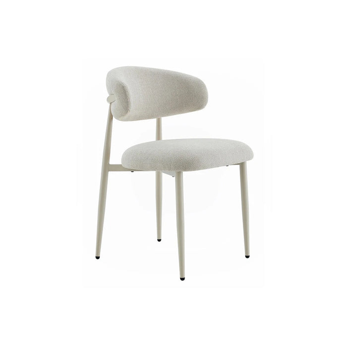 Japandi Esszimmerstuhl Guyon Off-White Leinen Stone