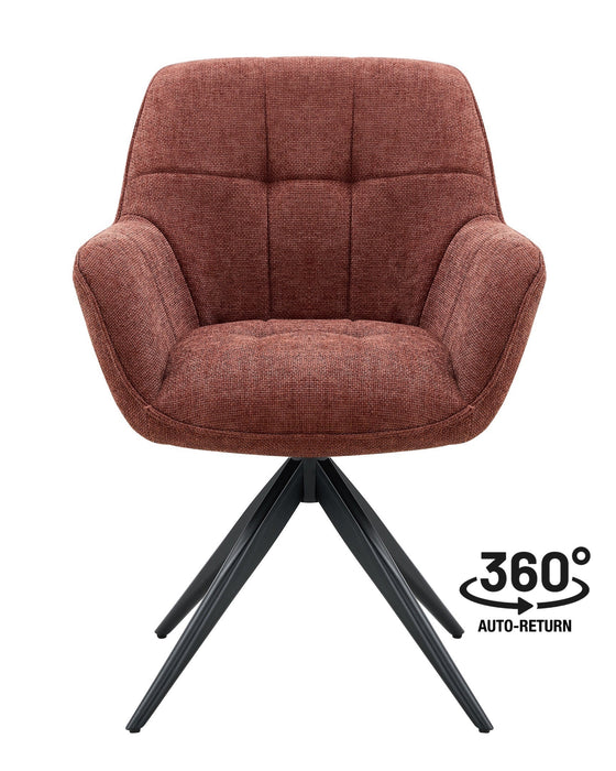 Chaise de Salle à Manger Niort Lin Tissé RougeBrun