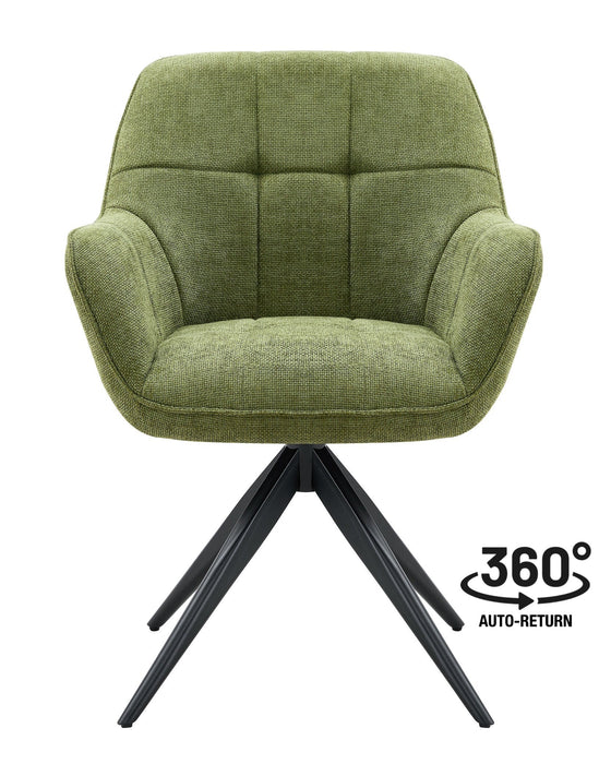 Chaise de Salle à Manger Niort Lin Tissé Vert émeraude