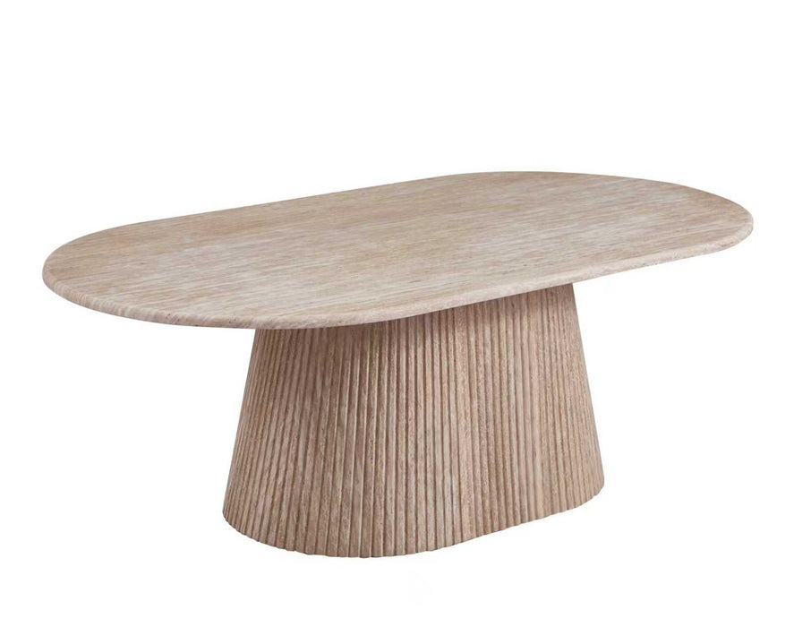 Table basse Japandi MARTIN Aspect Travertin 130cm