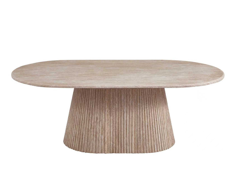 Table basse Japandi MARTIN Aspect Travertin 130cm