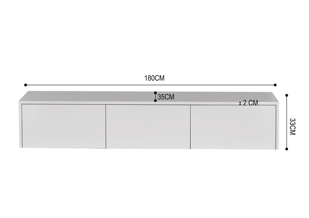 Meuble TV Suspendu Japandi SAUVERN Ivoire 180CM