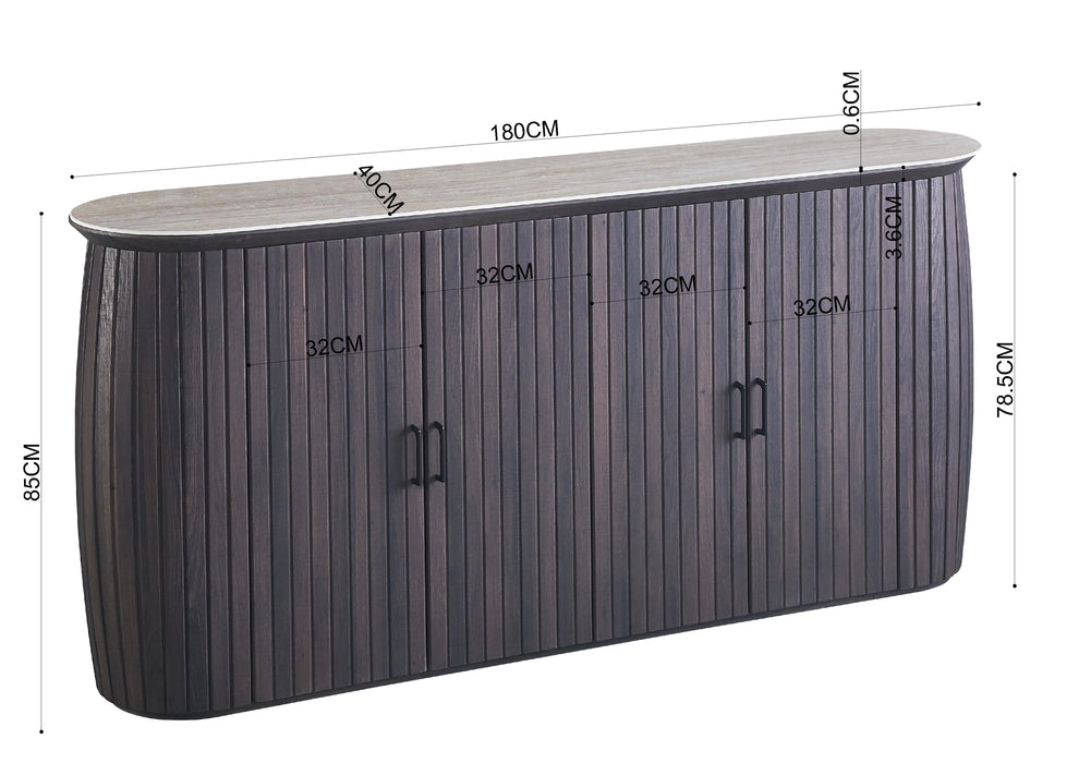 Dressoir LADOUR Walnoot Keramiek 180 cm