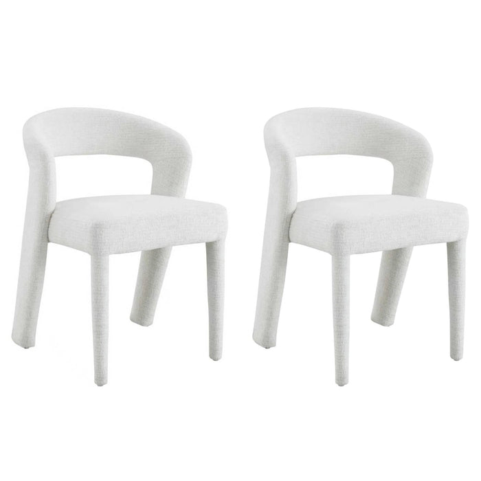 Japandi Eetkamerstoel ANDUZ Bouclé Crème Set van 4