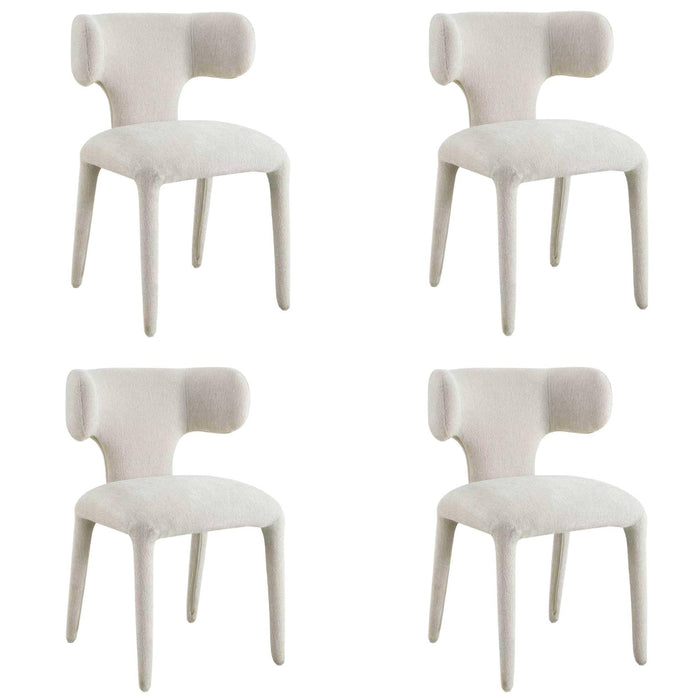 Japandi Eetkamerstoel AVORIA Bouclé Stone Set van 4