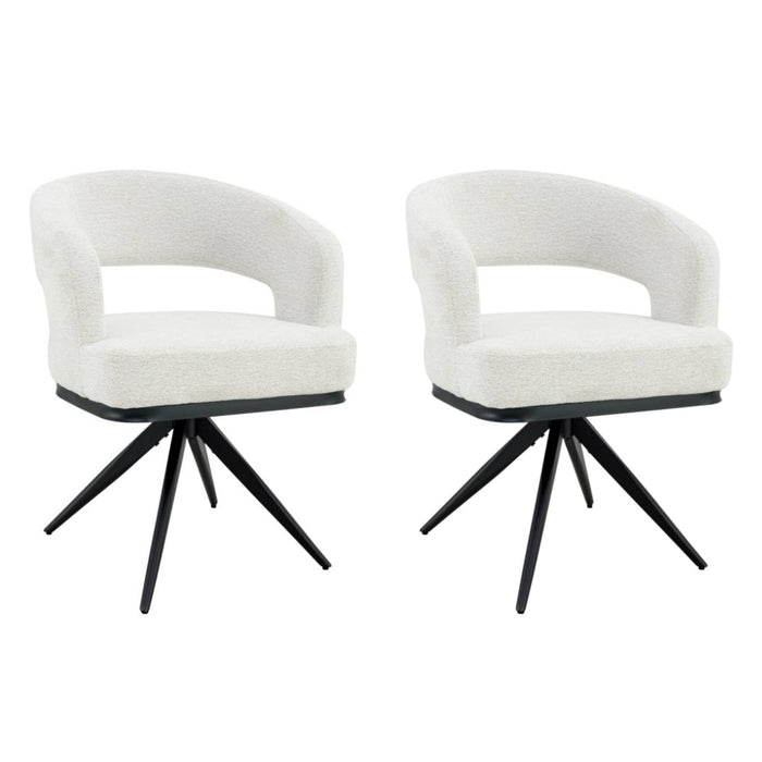 Japandi Eetkamerstoel Belfort Bouclé Crème Set van 2