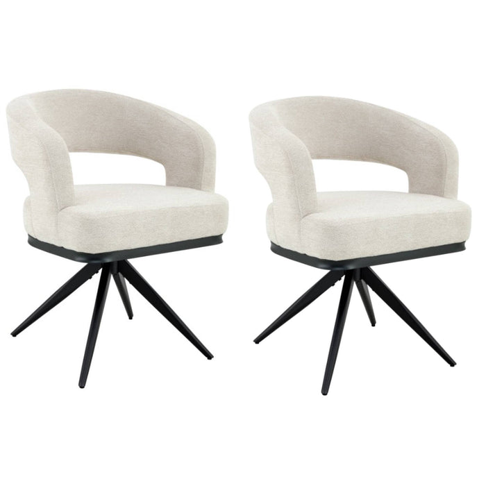 Japandi Eetkamerstoel Belfort Bouclé Stone Set van 2