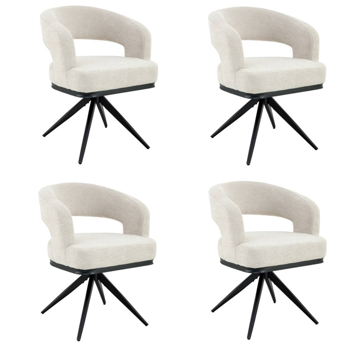 Japandi Eetkamerstoel Belfort Bouclé Stone Set van 4