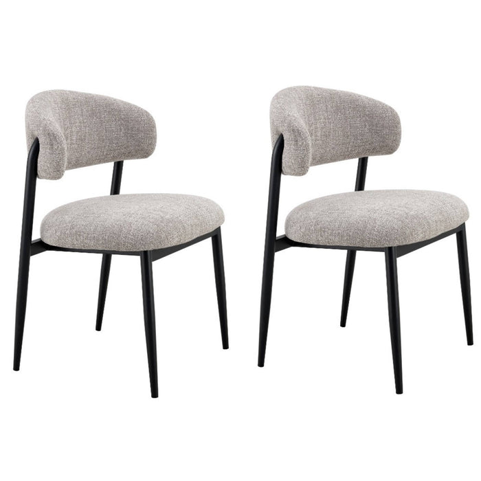 Japandi Eetkamerstoel CHAUM Linnen Taupe Set van 2