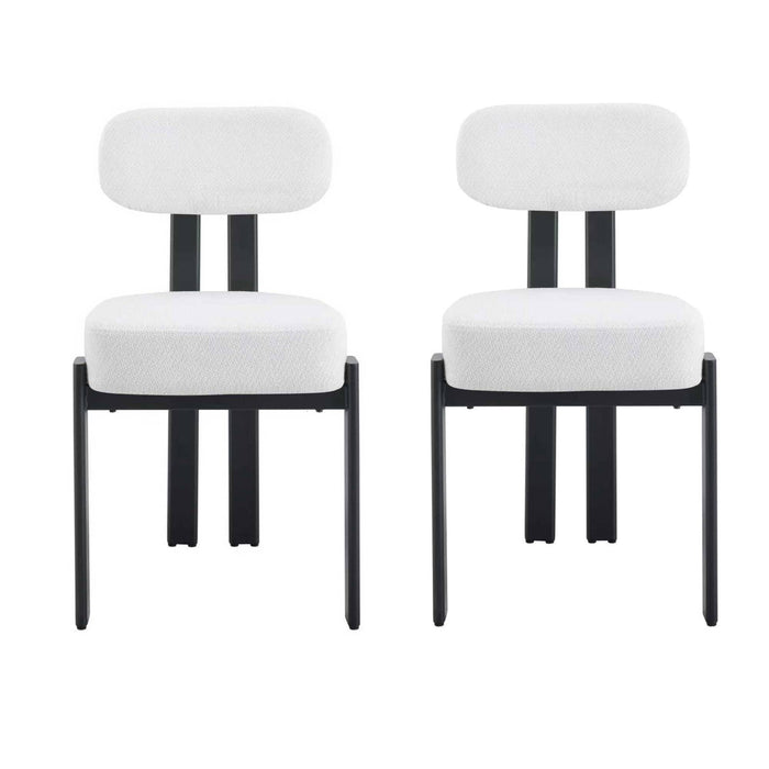 Japandi Eetkamerstoel Caen Bouclé Crème Set van 2