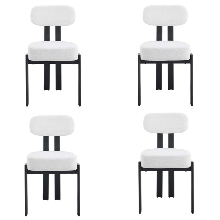 Japandi Eetkamerstoel Caen Bouclé Crème Set van 4