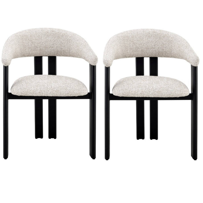 Japandi Eetkamerstoel MOUZ Bouclé Stone Set van 2