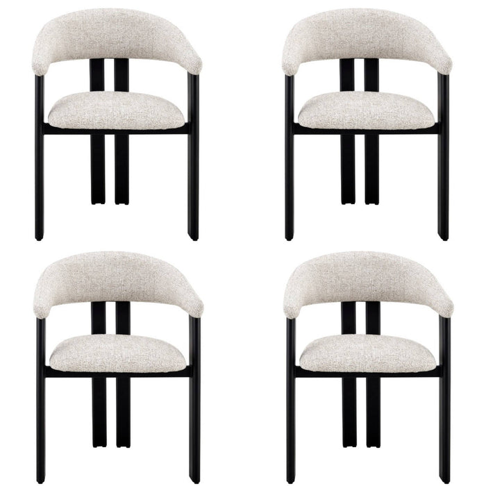 Japandi Eetkamerstoel MOUZ Bouclé Stone Set van 4