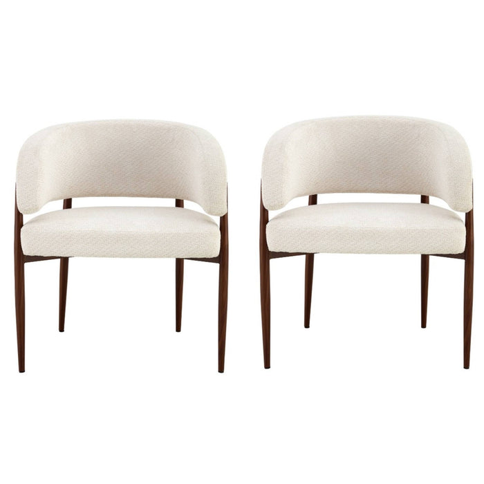 Japandi Eetkamerstoel Quintin Bouclé Stone Set van 2