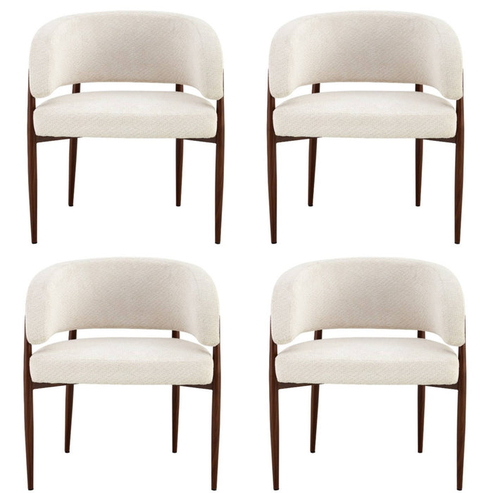 Japandi Eetkamerstoel Quintin Bouclé Stone Set van 4