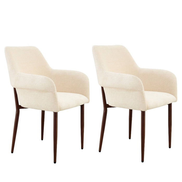 Japandi eetkamerstoel FLECHE Boucle Creme Set van 2