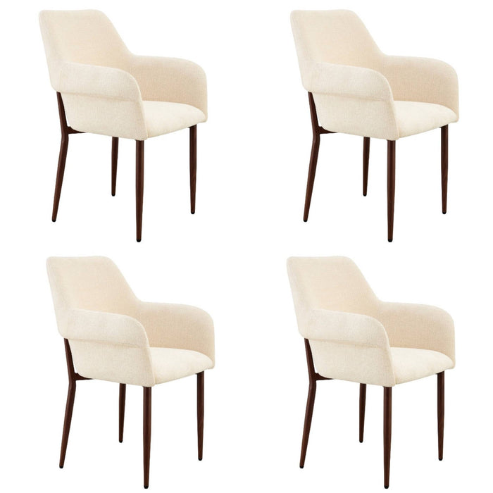 Japandi eetkamerstoel FLECHE Boucle Creme Set van 4