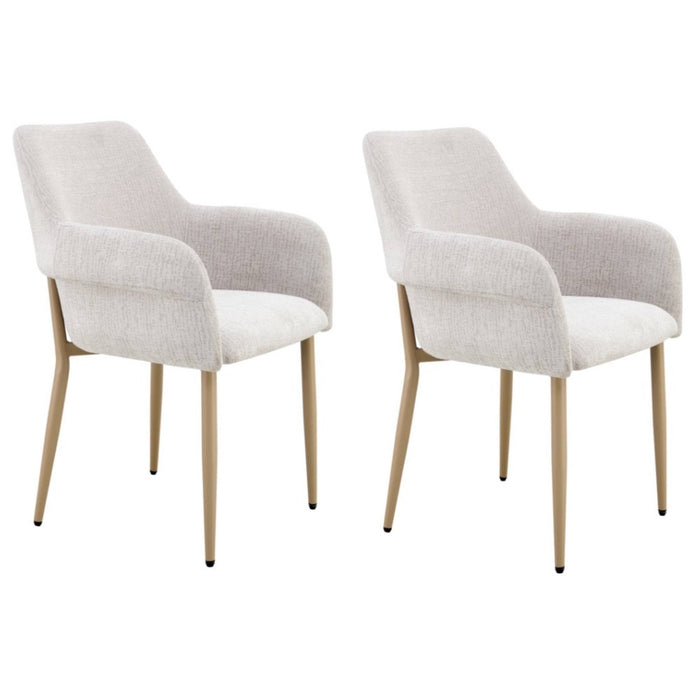 Japandi eetkamerstoel FLECHE Boucle Stone Set van 2