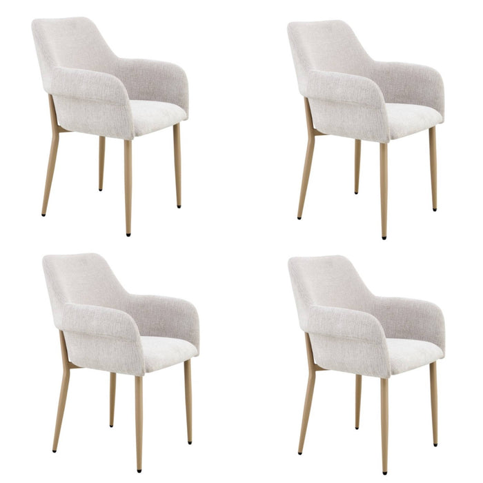 Japandi eetkamerstoel FLECHE Boucle Stone Set van 4