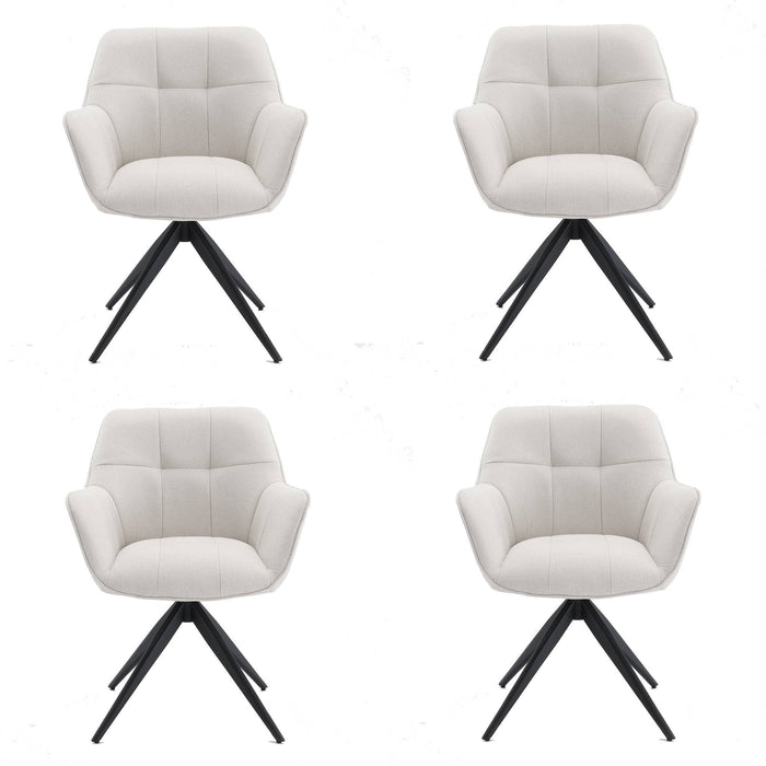 Draaibare Eetkamerstoel Niort Linnen Stone Set van 4