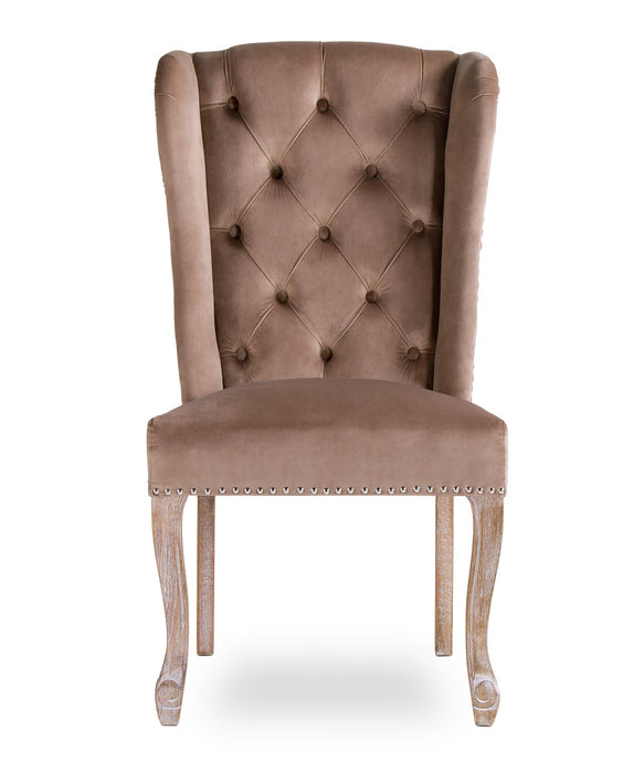 Chaise Capitonnée Velours Gourdon Beige