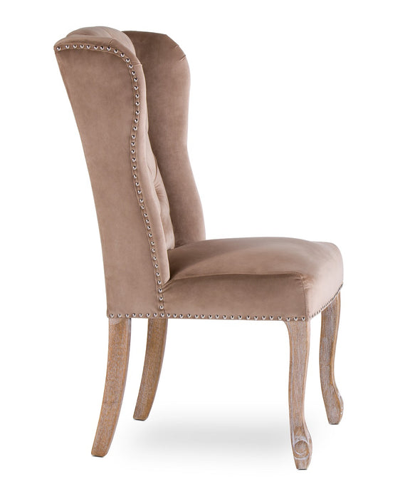 Chaise Capitonnée Velours Gourdon Beige