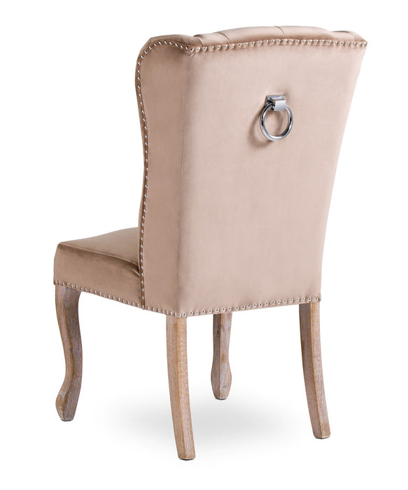 Chaise Capitonnée Velours Gourdon Beige