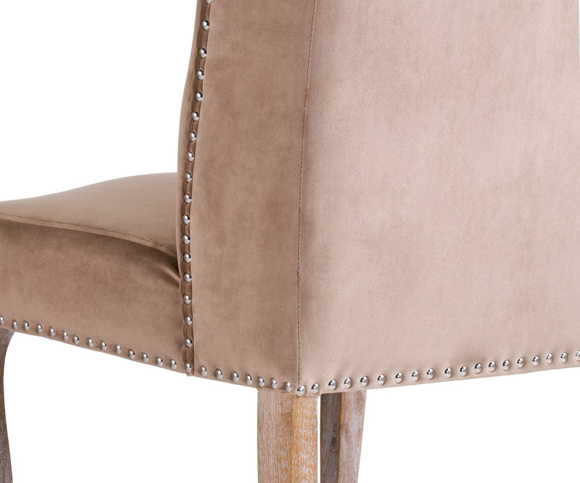 Chaise Capitonnée Velours Gourdon Beige