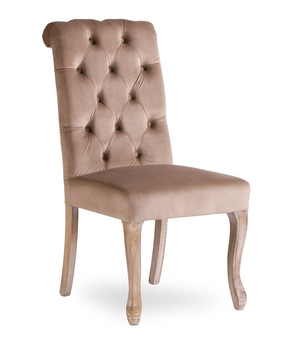 Chaise Belves Capitonnée Velours Beige