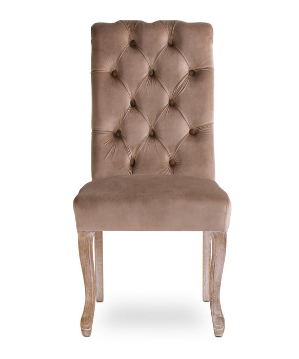 Chaise Belves Capitonnée Velours Beige