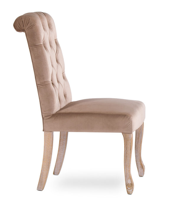 Chaise Belves Capitonnée Velours Beige