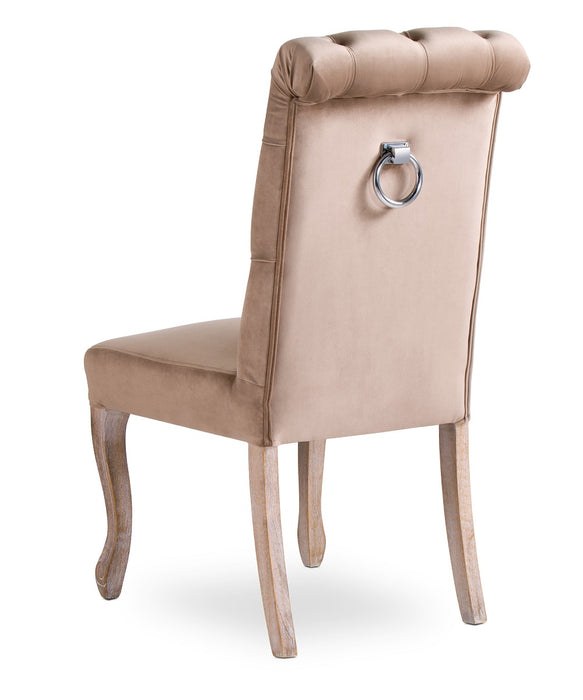 Chaise Belves Capitonnée Velours Beige