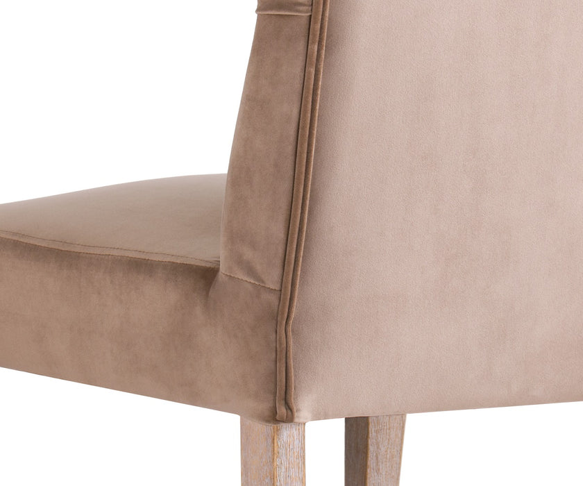 Chaise Belves Capitonnée Velours Beige