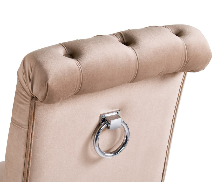 Chaise Belves Capitonnée Velours Beige