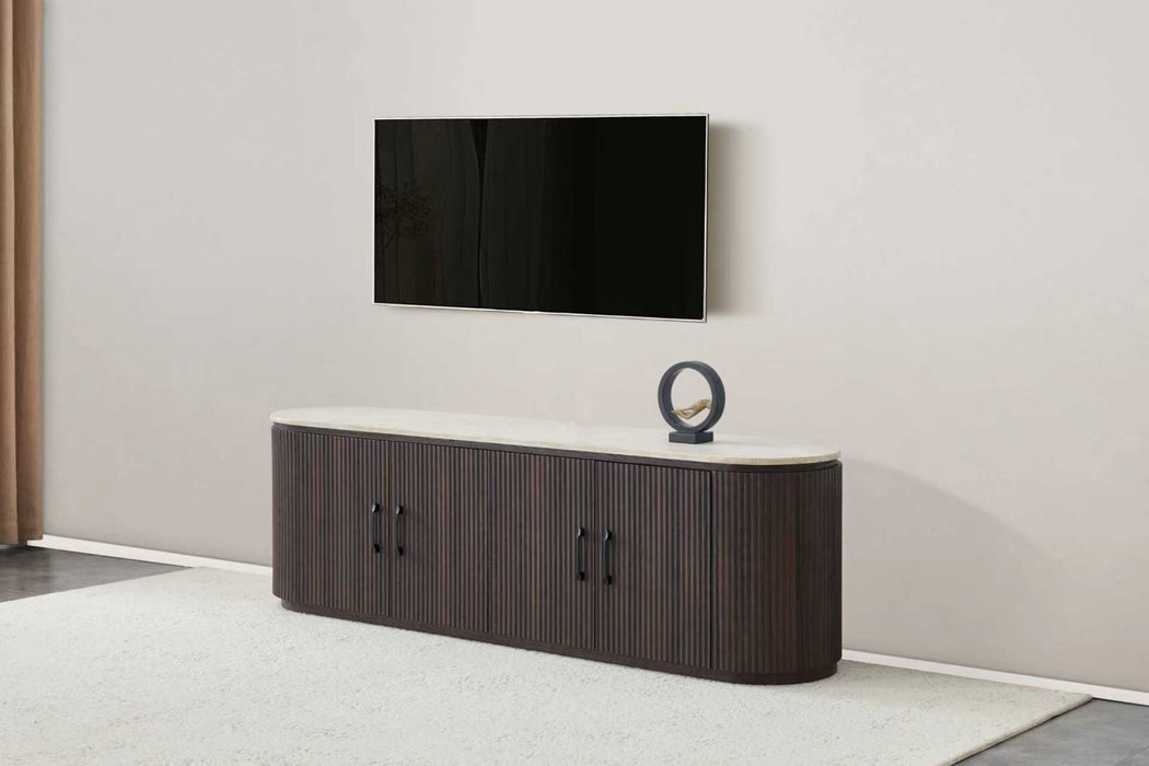 Japandi TV-Möbel Gemont Travertin Look 180 cm