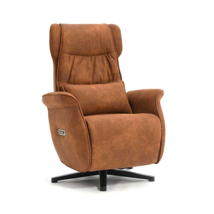 Elektrisch Relax Fauteuil Micro Suede Teron Cognac