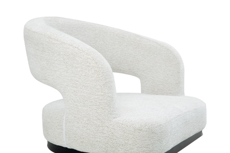 Japandi Eetkamerstoel Belfort Bouclé Crème Set van 4