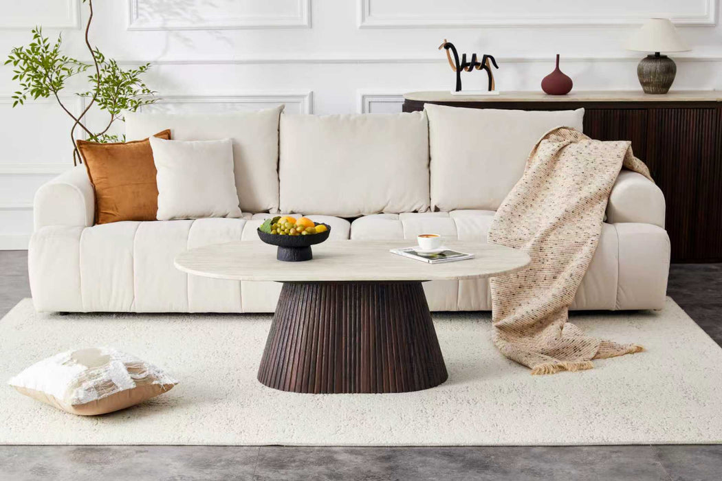 Japandi Salontafel Gemont Travertin Look 130 cm