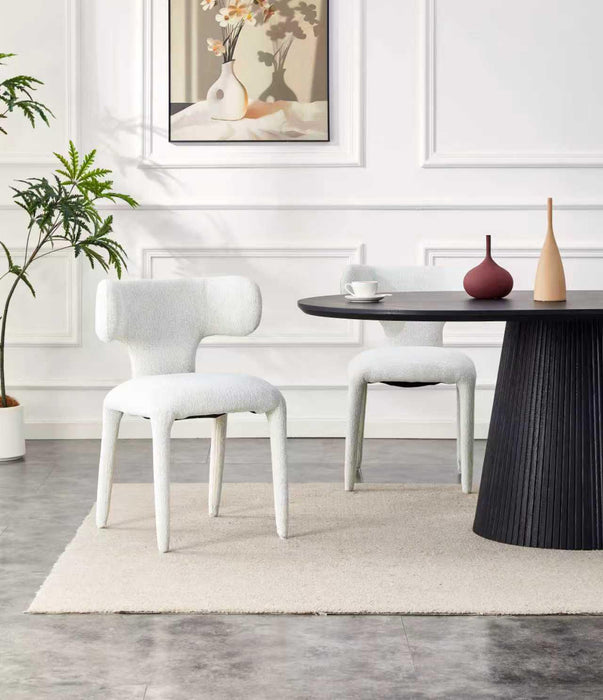 Chaise de salle à manger Japandi AVORIA Bouclé Crème