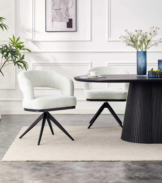 Japandi Eetkamerstoel Belfort Bouclé Crème Set van 4