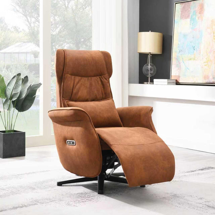 Elektrisch Relax Fauteuil Micro Suede Teron Cognac