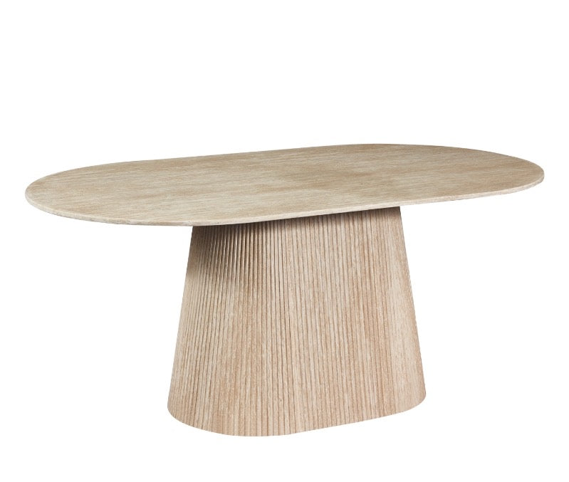 Table à Manger Japandi Martin Aspect Travertin 160 cm
