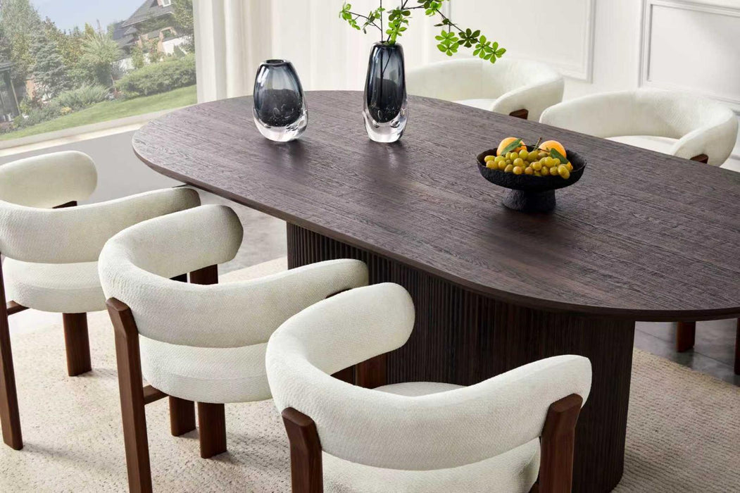 Chaise de salle à manger Japandi CARAT Bouclé Crème