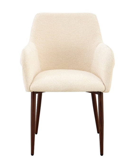 Japandi eetkamerstoel FLECHE Boucle Creme Set van 4